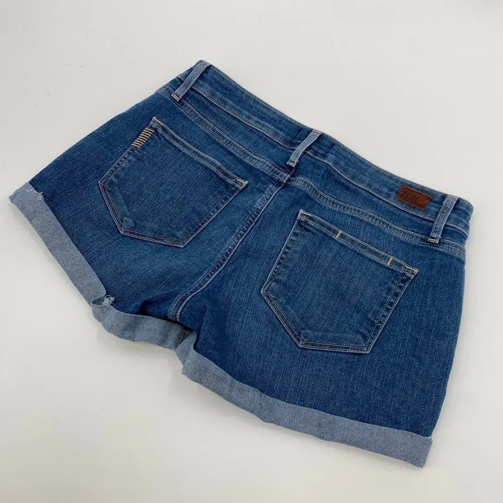 Paige mid low rise cuffed hem denim shorts